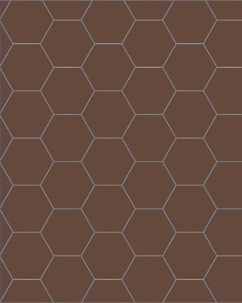 Floor Tiles - Hexagon 10 x 10 cm (3.94 x 3.94 In.) - Chocolate CHO