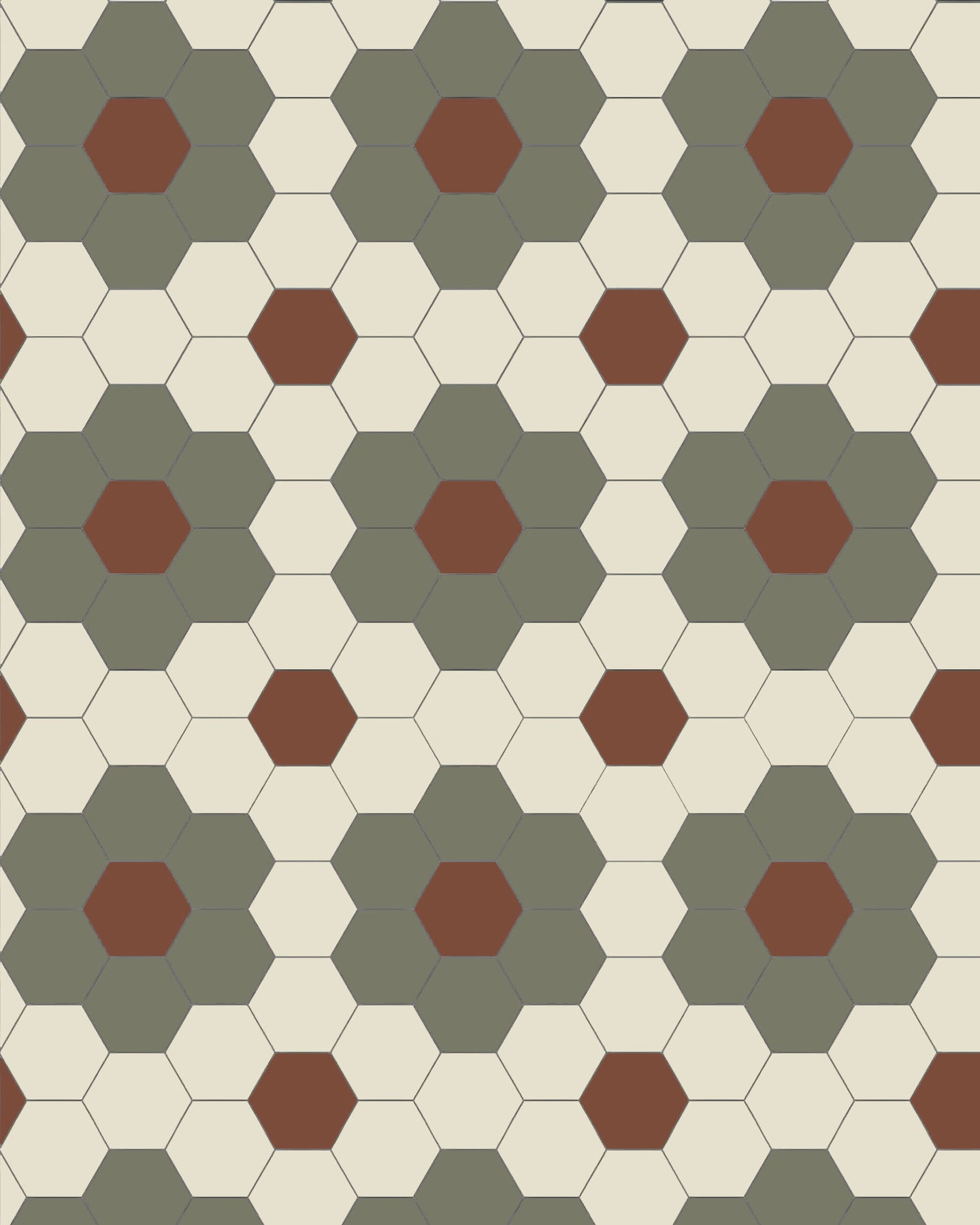 Tile – Darlington  Hexagon 10x10 cm Australian Green/Cream/Red 