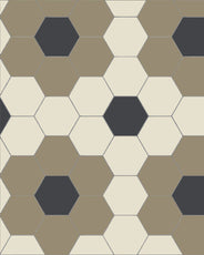 Klinker - Blommönster Hexagon 10x10 cm Mullvadsgrå/Gulvit/Svart - Winckelmans Granitklinker thumbnail image