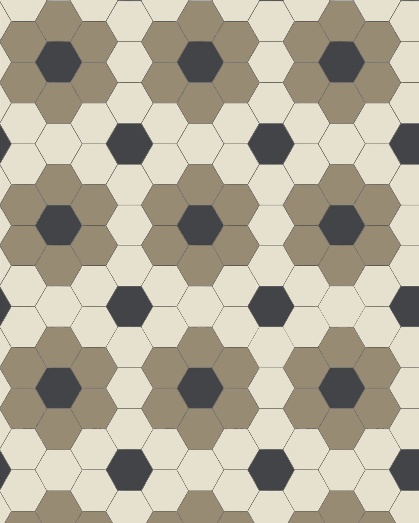 Tile – Darlington  Hexagon 10x10 cm Mole/Cream/Black