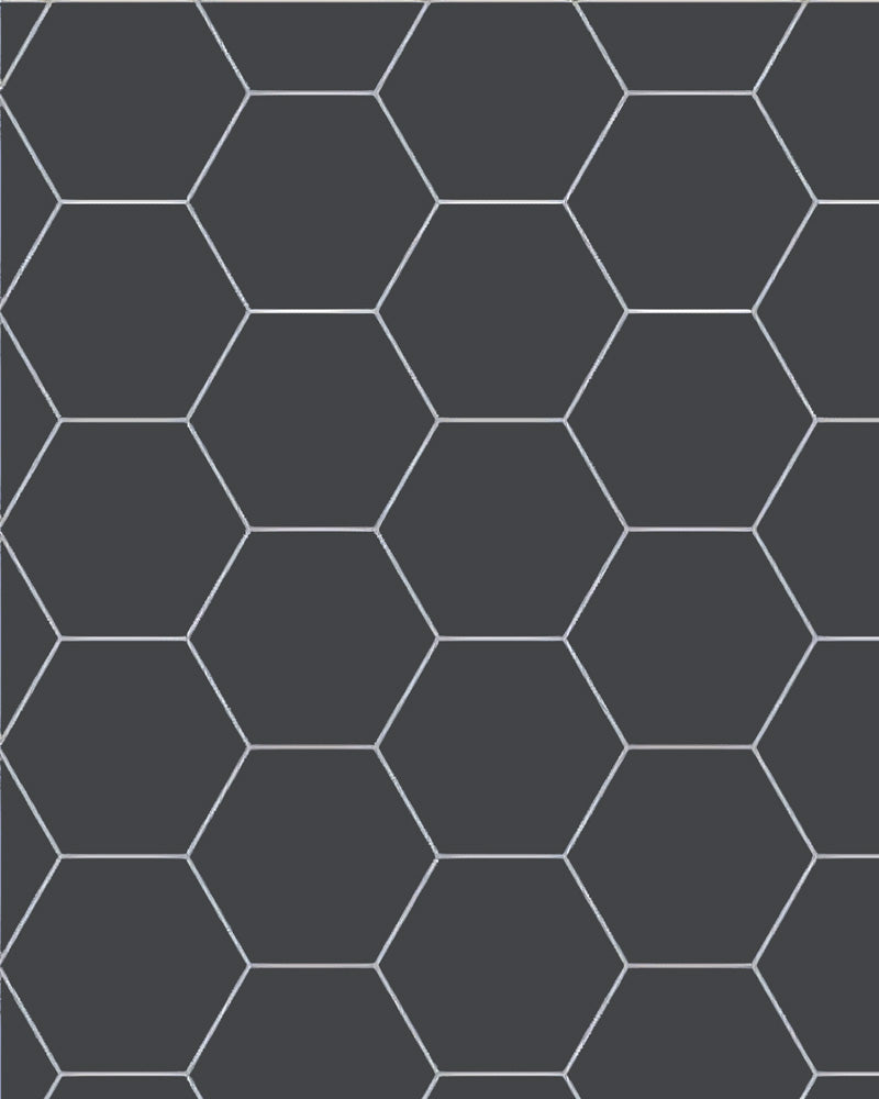 Floor Tiles - Hexagons - 15 x 15 cm (5.91 x 5.91 In.) - - Black NOI