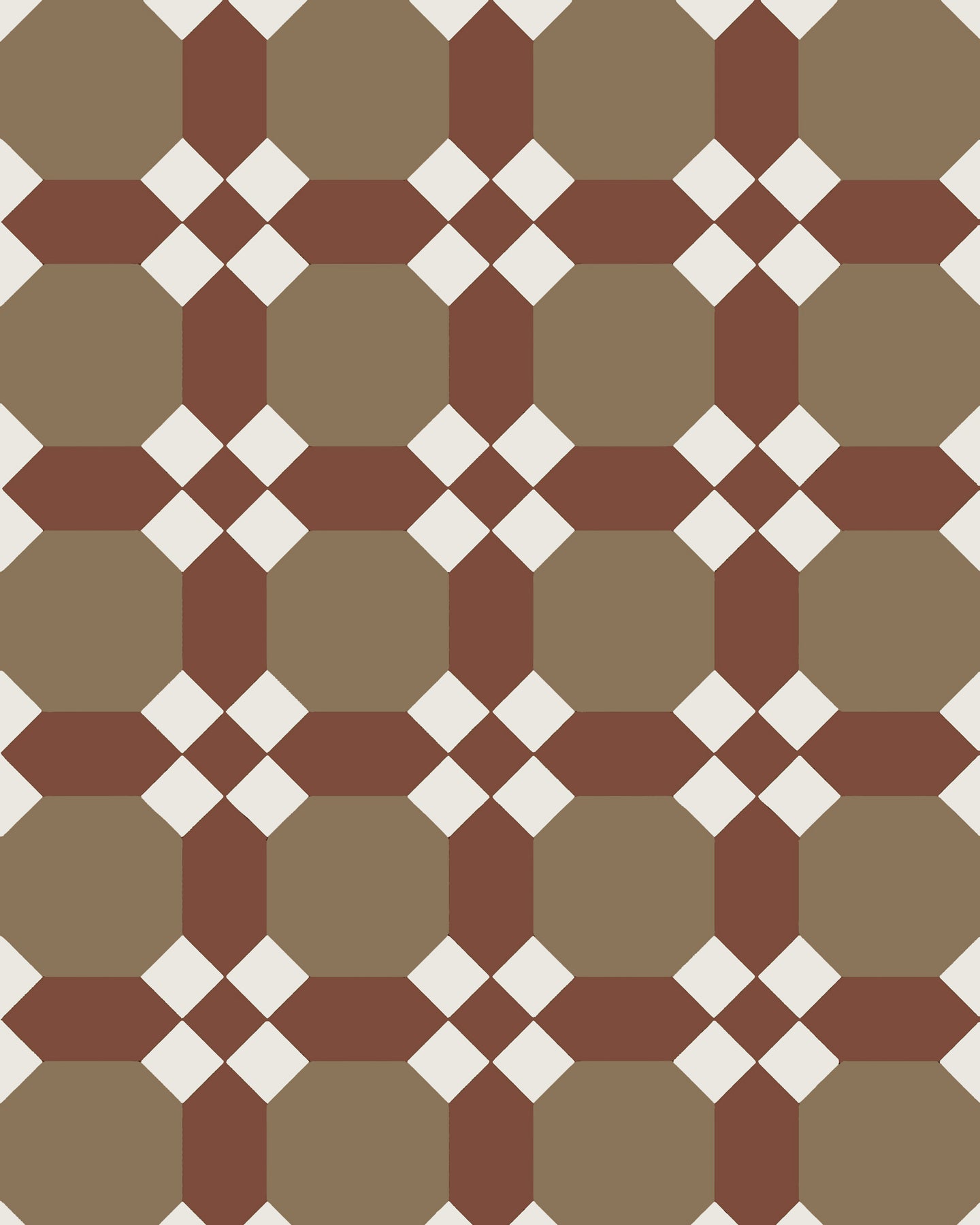 Nottingham - Victorian Floor Tiles - Taupe/Red/Super White