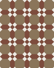 Nottingham - Victorian Floor Tiles - Taupe/Red/Super White thumbnail image