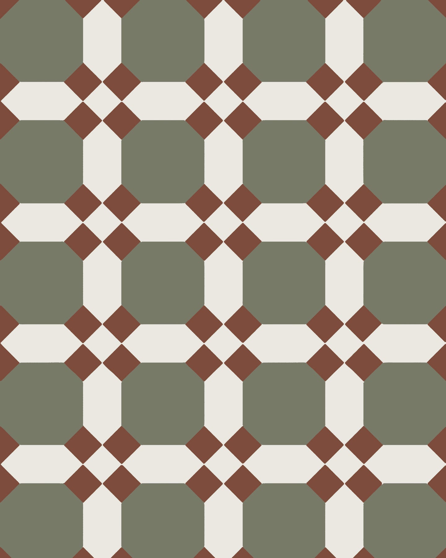 Nottingham - Victorian Floor Tiles - Australian Green/Super White/Red