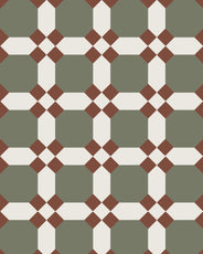 Nottingham - Viktorianske Gulvfliser - Australian Green/Hvid/Rød thumbnail image