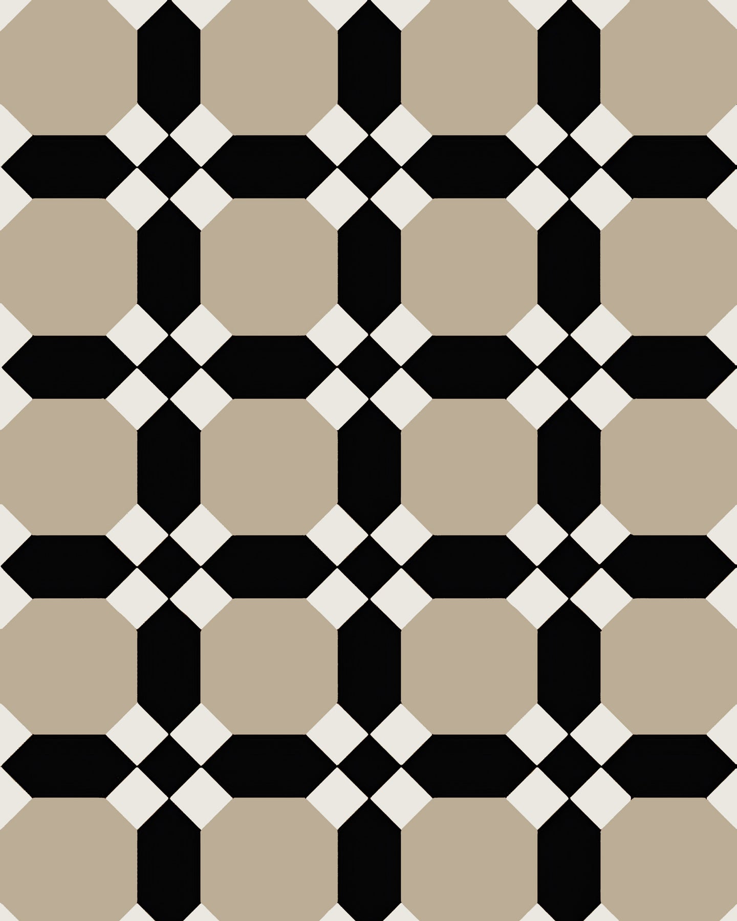 Nottingham - Victorian Floor Tiles - Linen/Black/Super White