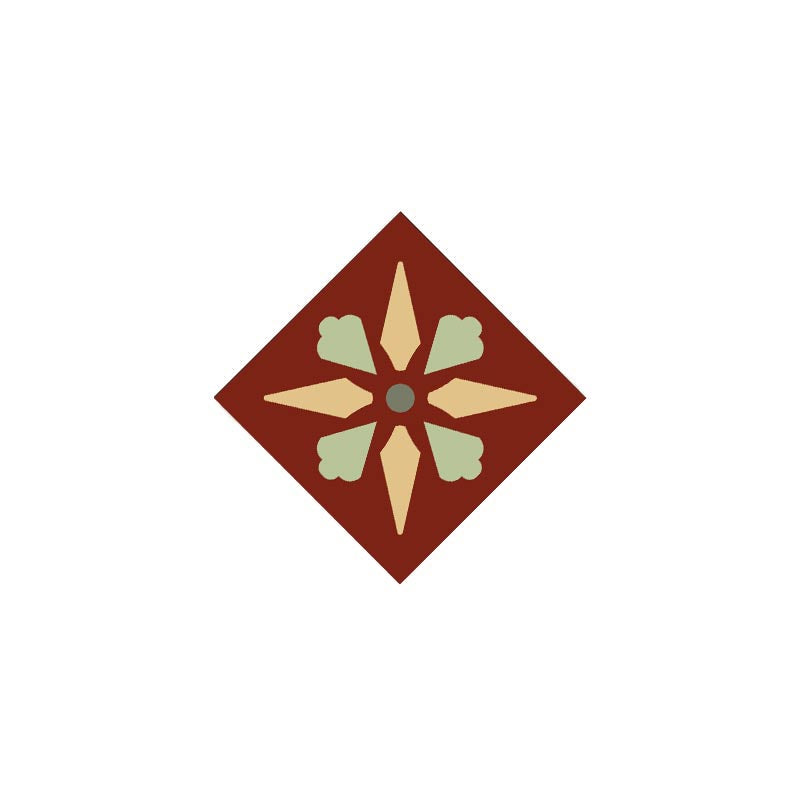 Floor Tiles - Encaustic Dot 5 x 5 cm (1.97 x 1.97 In.) - Red ROU/Cognac COG/Pistachio PIS