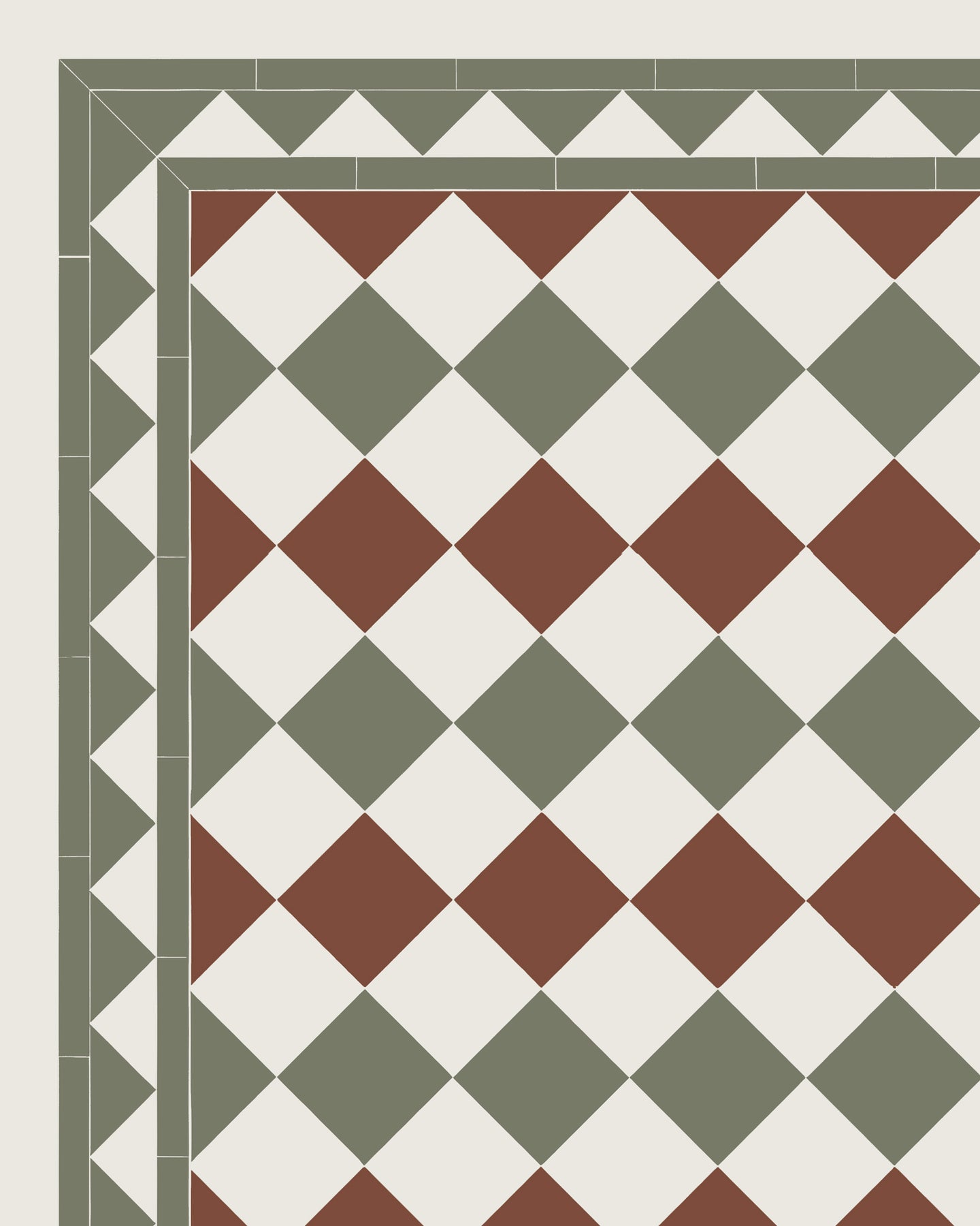 Tile – Birmingham 15 x 15 cm (5.91 x 5.91 In.) - White/Red/Australian Green