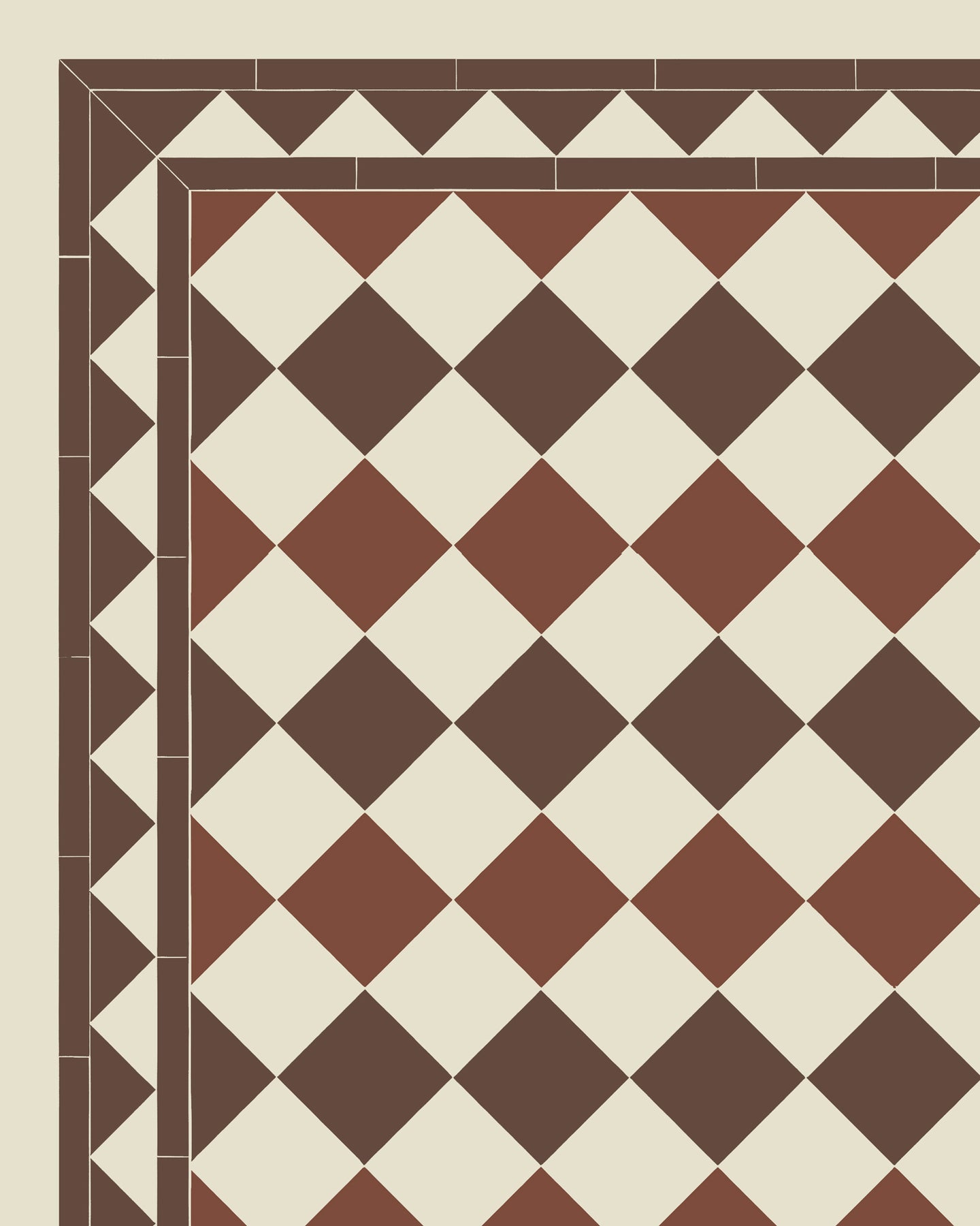Tile – Birmingham 15 x 15 cm (5.91 x 5.91 In.) - Off-White/Red/Chocolate