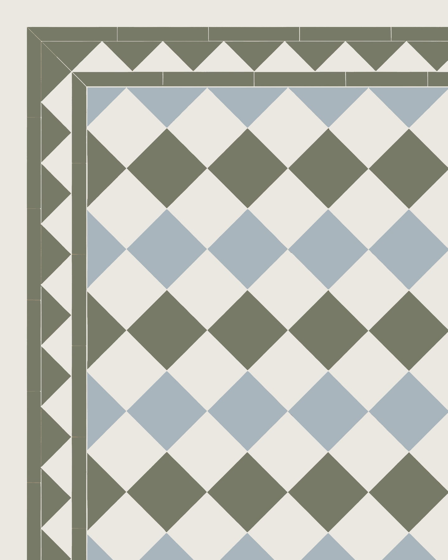 Tile – Birmingham 15 x 15 cm (5.91 x 5.91 In.) - White/Pale Blue/Australian Green