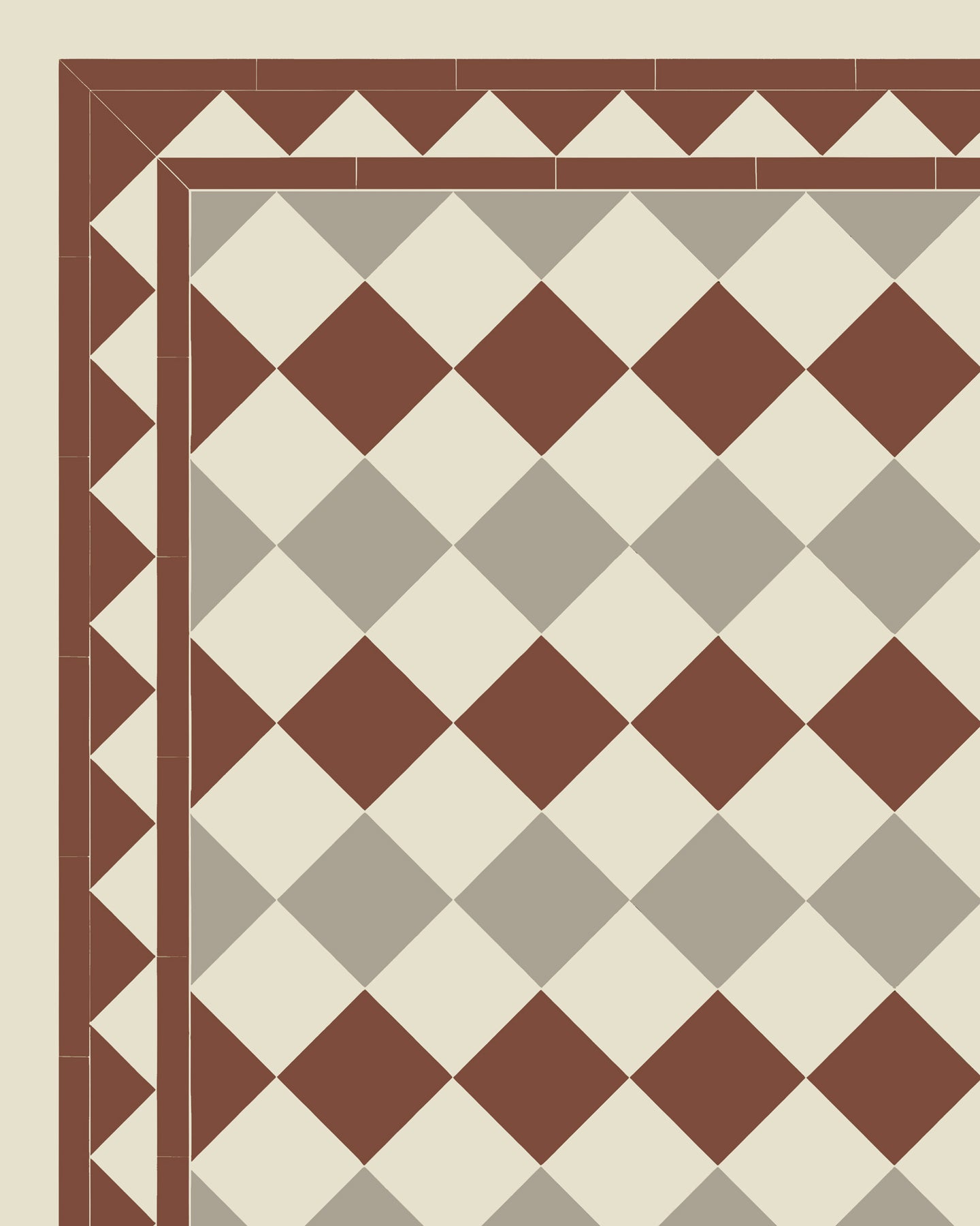 Tile – Birmingham 15 x 15 cm (5.91 x 5.91 In.) - Off-White/Red/Pale Grey