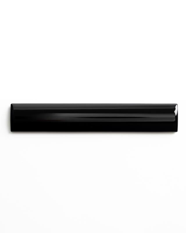Tile Victoria - Edge tile trim 2.5 x 15 cm (0,9 x 5,9 cm) black, glossy