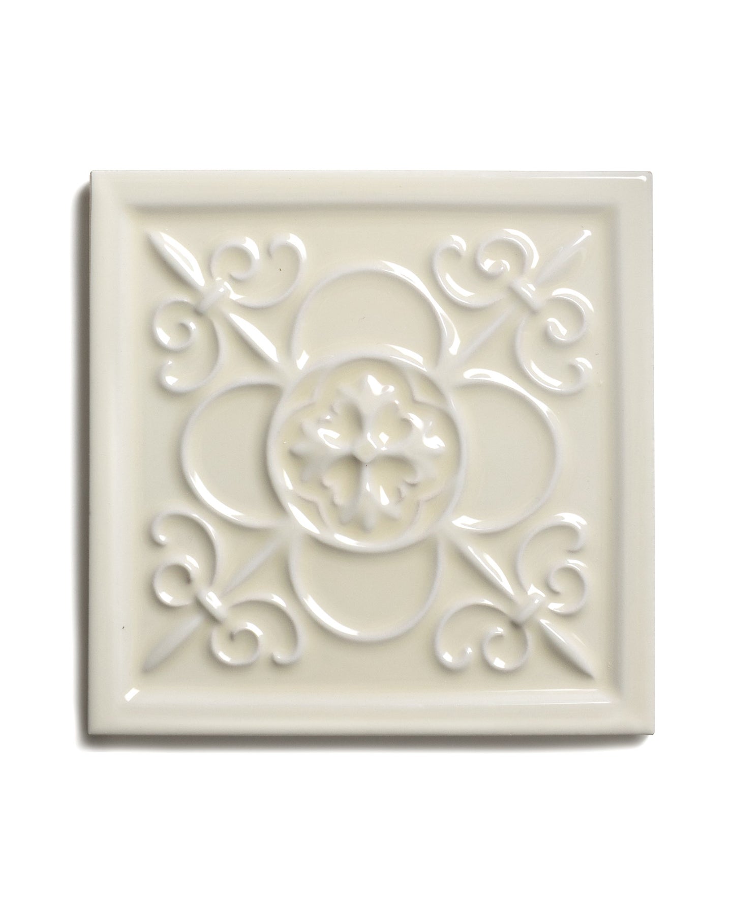York Tile – Relief Decorative Tile 14.8 x 14.8 cm (5.83 x 5.83 in.), Almond