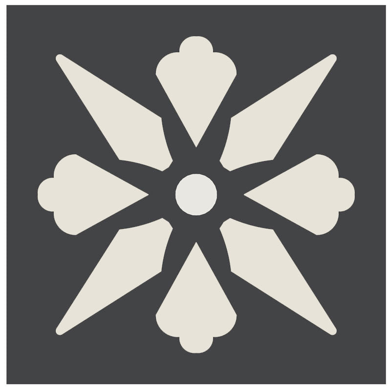 Floor Tiles - Victorian Encaustic 15 x 15 cm Black/Super White - Black NOI/Super White BAS