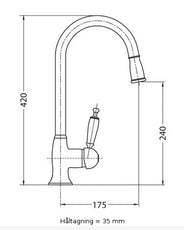 Blandebatteri kjøkken - Oxfoed krom uttrekkbar hånddusj thumbnail image