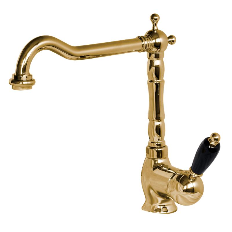 Kitchen Mixer - Cambridge Brass with Black Handle