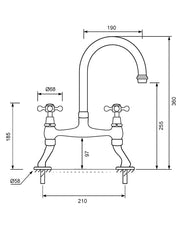 Kitchen Faucet – Two-Hole Faucet Cherington Swan Neck Brass thumbnail image