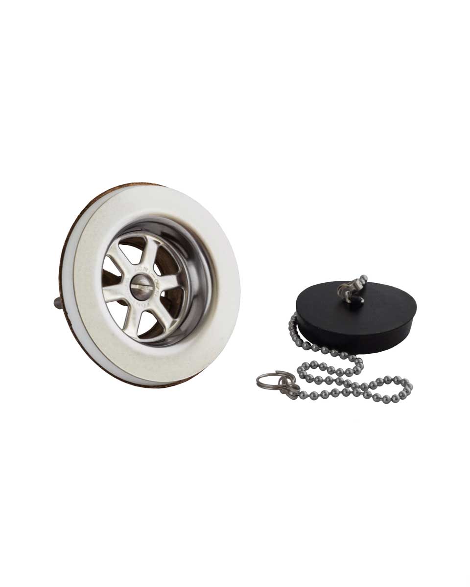 Drain valve for sink - Chrome with black plug image