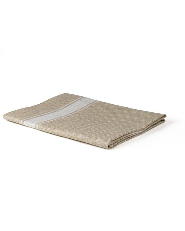 Køkkenhåndklæde - Linned 50 x 70 cm, Bondestil Ubleget/Hvid