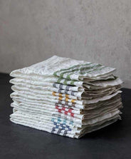 Kökshandduk 2-pack - Lin 50x70 cm, rand benvit/natur thumbnail image