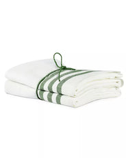 Kitchen towel 2 pcs - Linen 50 x 70 cm, diagonal offwhite/leaf green thumbnail image