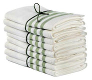 Kitchen towel 2 pcs - Linen 50 x 70 cm, diagonal offwhite/leaf green thumbnail image