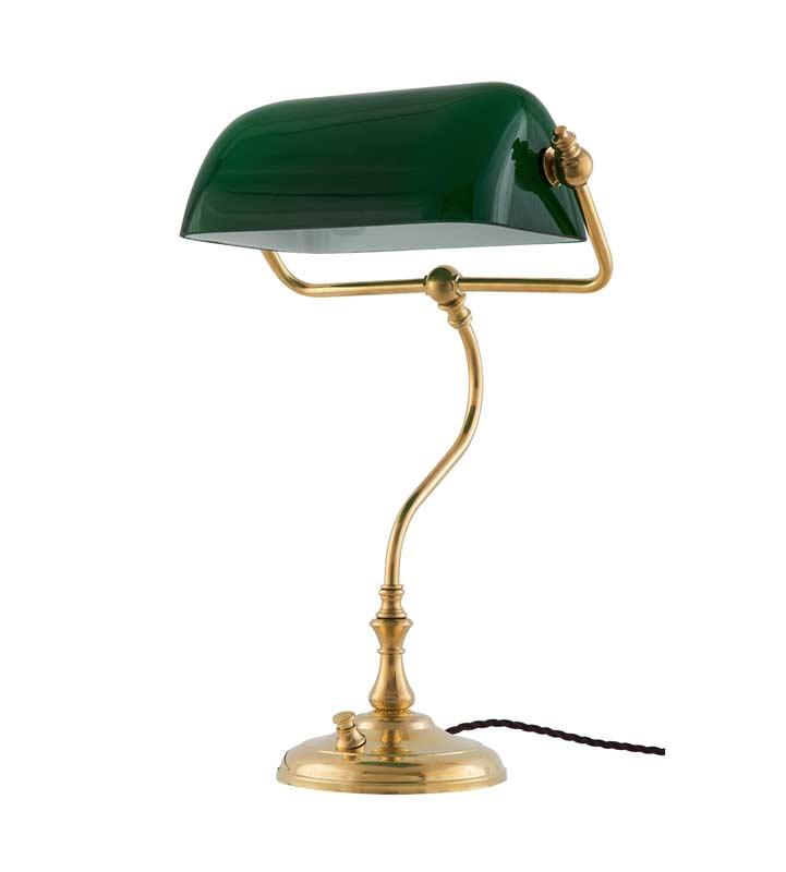 Banklampe - Nikkel, grønn glasskjerm image