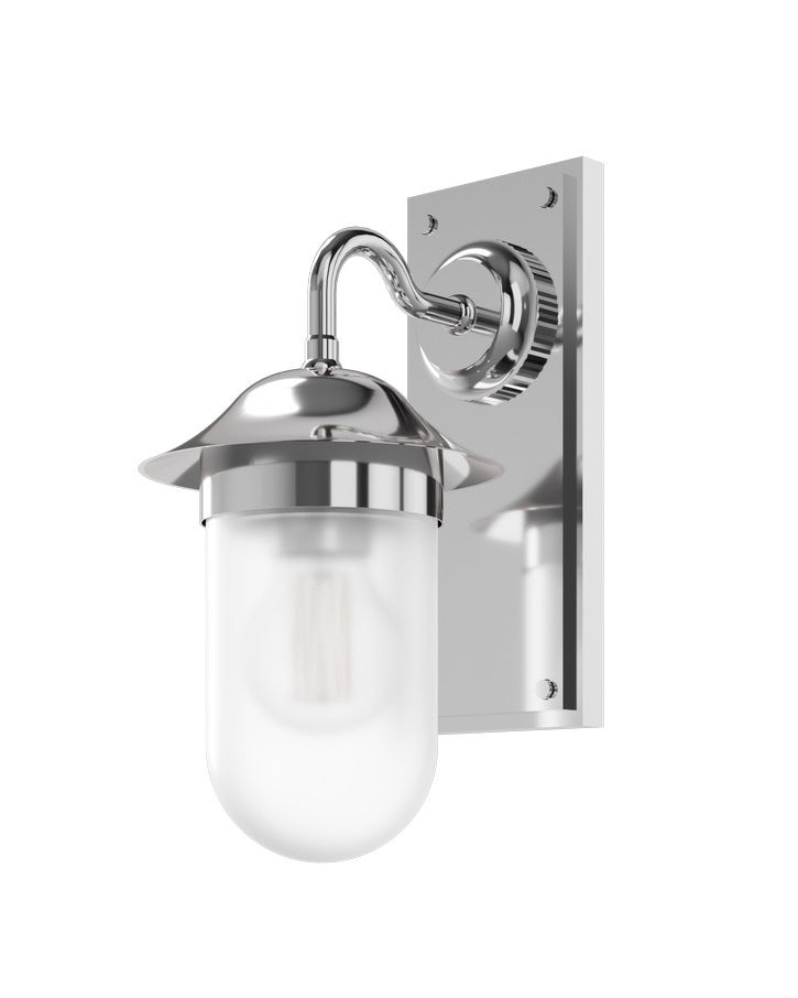 Badrumslampa Guild - Vägglampa, frostat glas, krom image