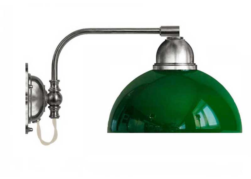 Wall Lamp - Gripenberg Nickel-Plated, Green Hemisphere, White