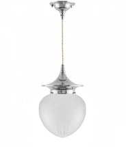 Ceiling Lamp - Dahlberg Cord Pendant 100 Nickel, Frosted Glass Drop thumbnail image