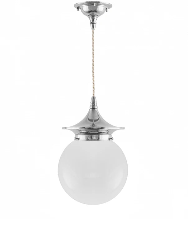 Ceiling Lamp - Dahlberg Cord Pendant 100 Nickel, Globe Shade