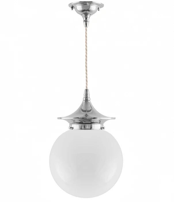 Taklampa - Dahlberg sladdpendel 100 nickel, stor klotskärm image