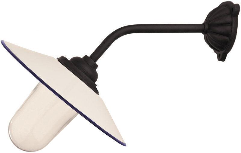 Outdoor Light - Fixed 45° Light - Straight, Short Mount Arm, with White Shade