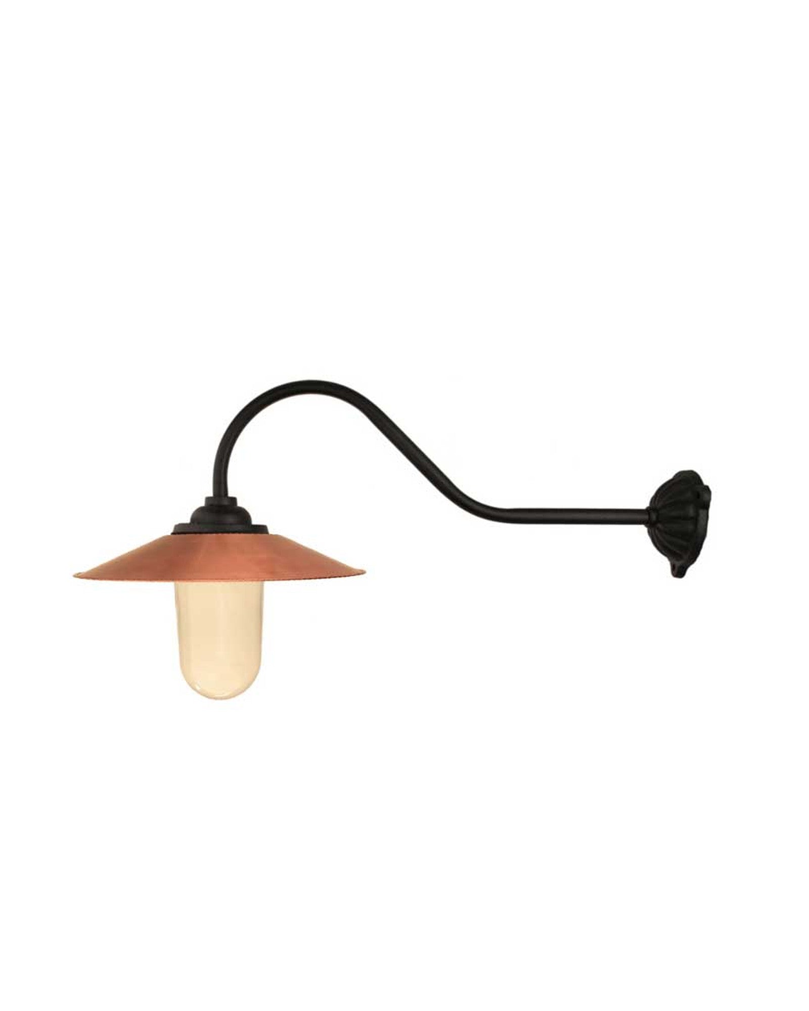 Gammaldags Utomhuslampa - Stallampa 90° krok, kopparskärm image