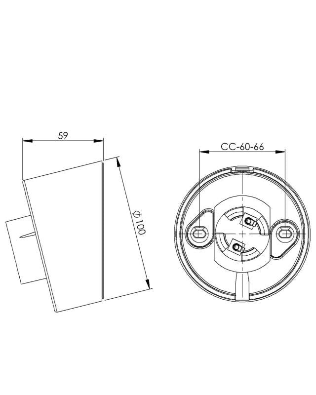Porcelain light fixture base IP20 - White/angled image