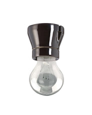 Gammeldags lampeholder svart porselen - Fotlampeholder rak thumbnail image