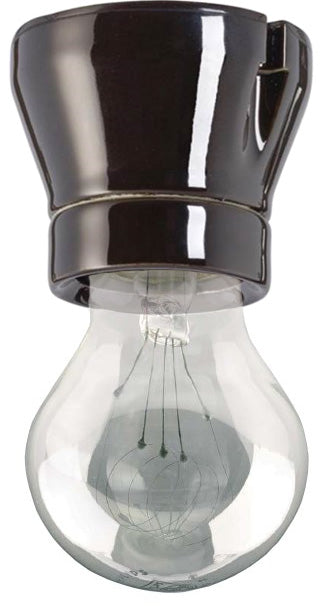 Old-style lamp holder - Black porcelain