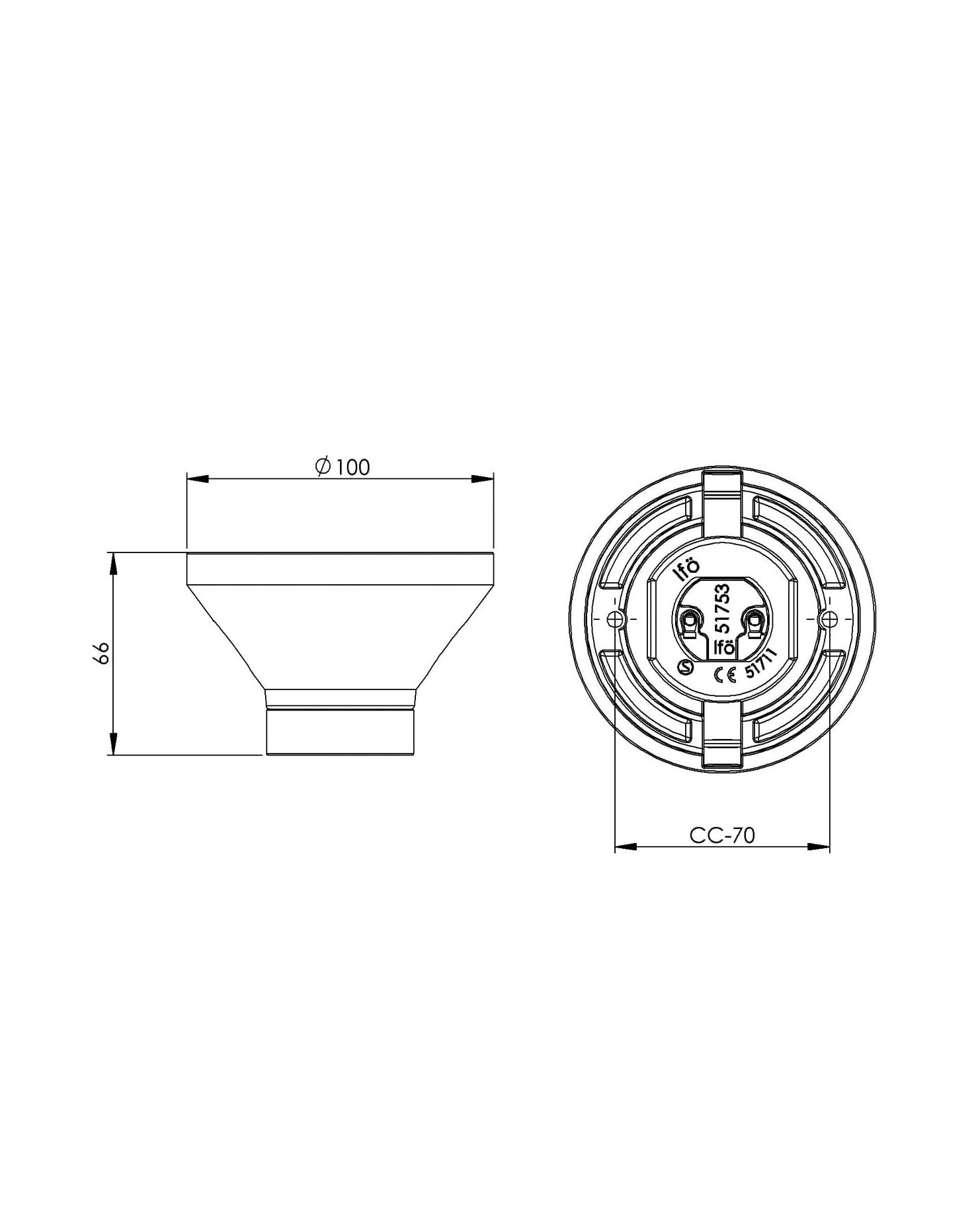 Lamp holder 100 mm (4.33 in.) straight - White porcelain image