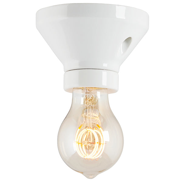 Lamp holder 100 mm (4.33 in.) straight - White porcelain