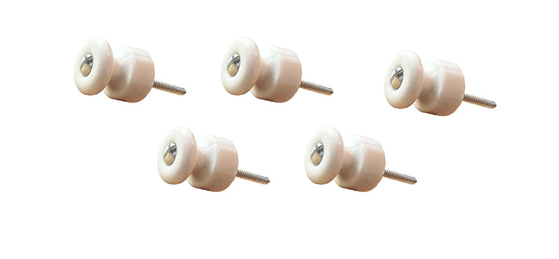 Insulator Knob - Porcelain, Chrome (5-pack)