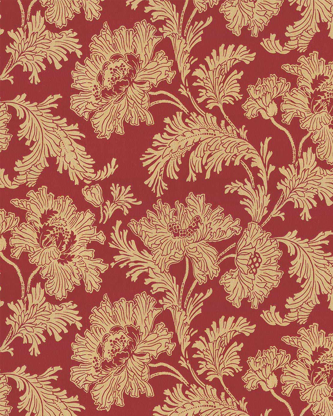 Lim & Handtryck Tapete – Hällestrand, Rot/Gold image