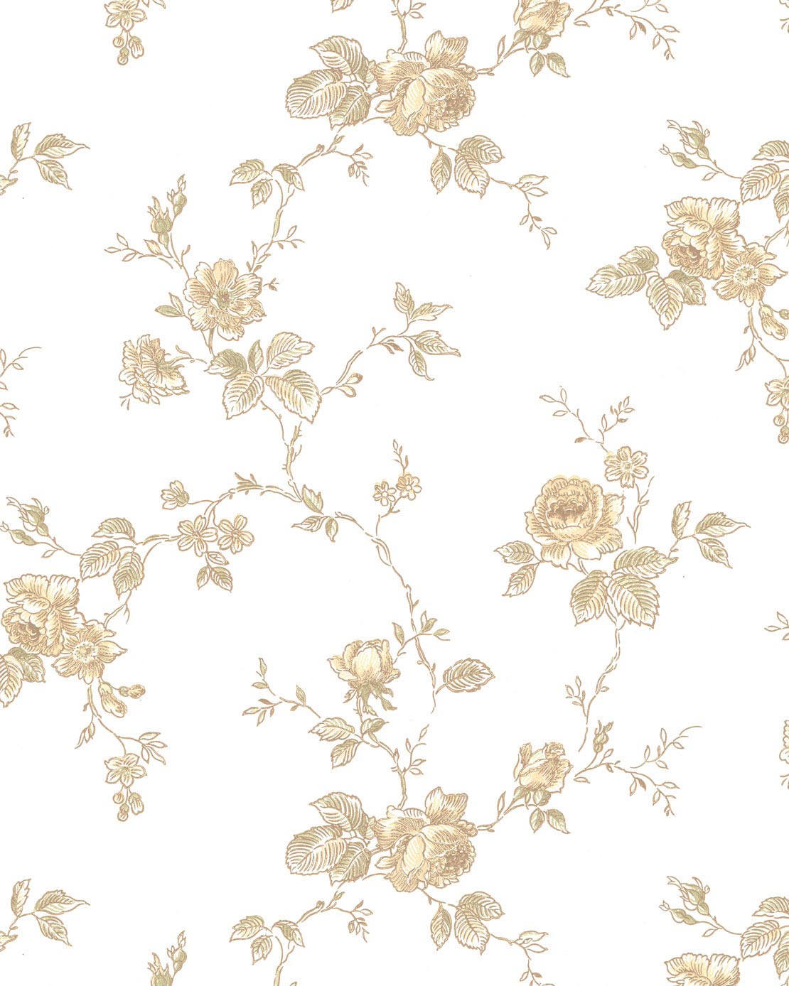 Wallpaper - Rosen white/yellow