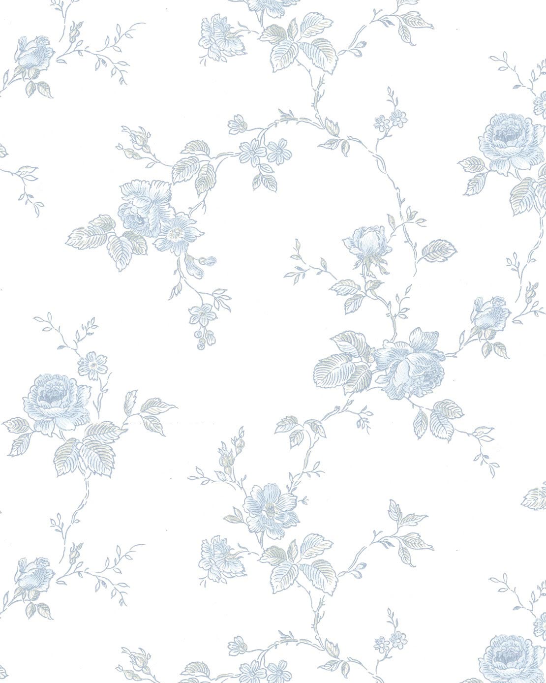 Wallpaper - Rosen white/blue