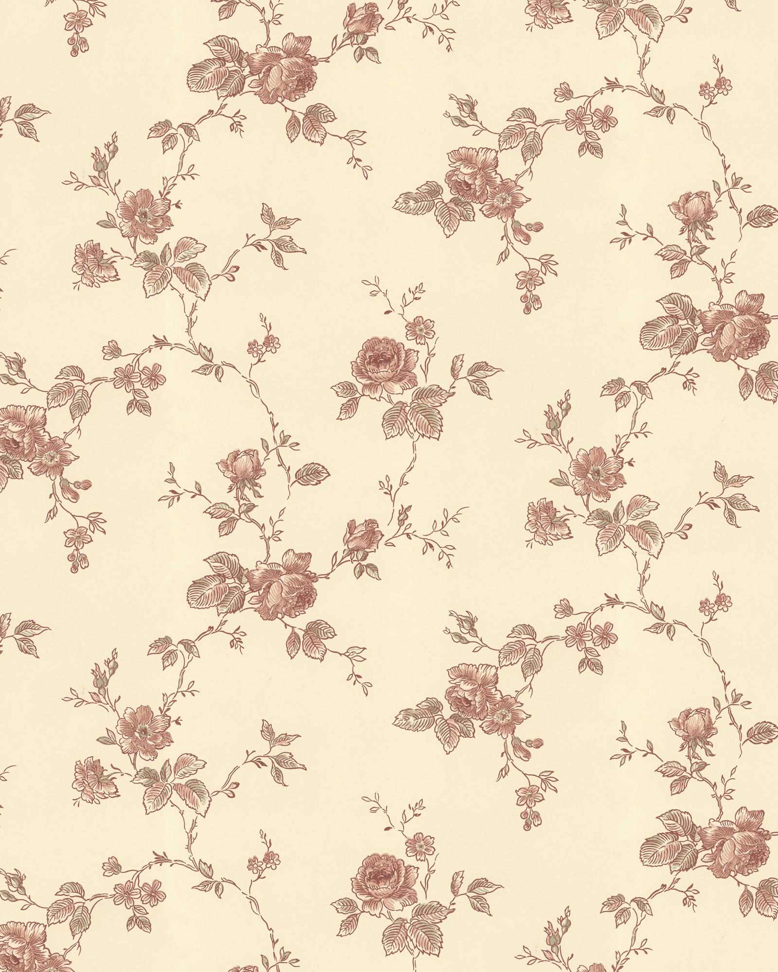 Lim & Handtryck Tapet - Rosen gul/rødbrun image