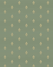 Lim & Handtryck Tapete – Französische Lilien, Grün/Gold thumbnail image