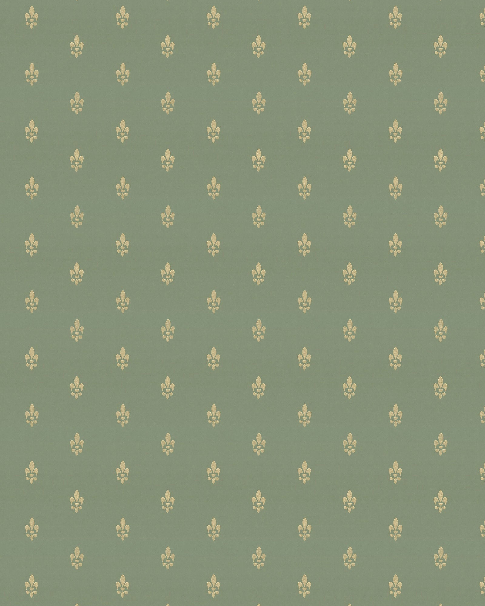 Lim & Handtryck Tapete – Französische Lilien, Grün/Gold image