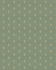 Lim & Handtryck Tapete – Französische Lilien, Grün/Gold thumbnail image
