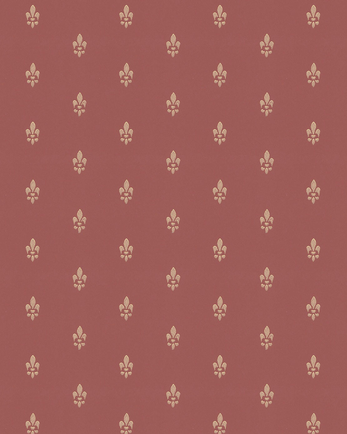 Lim & Handtryck Tapete – Französische Lilien, Rot/Gold image