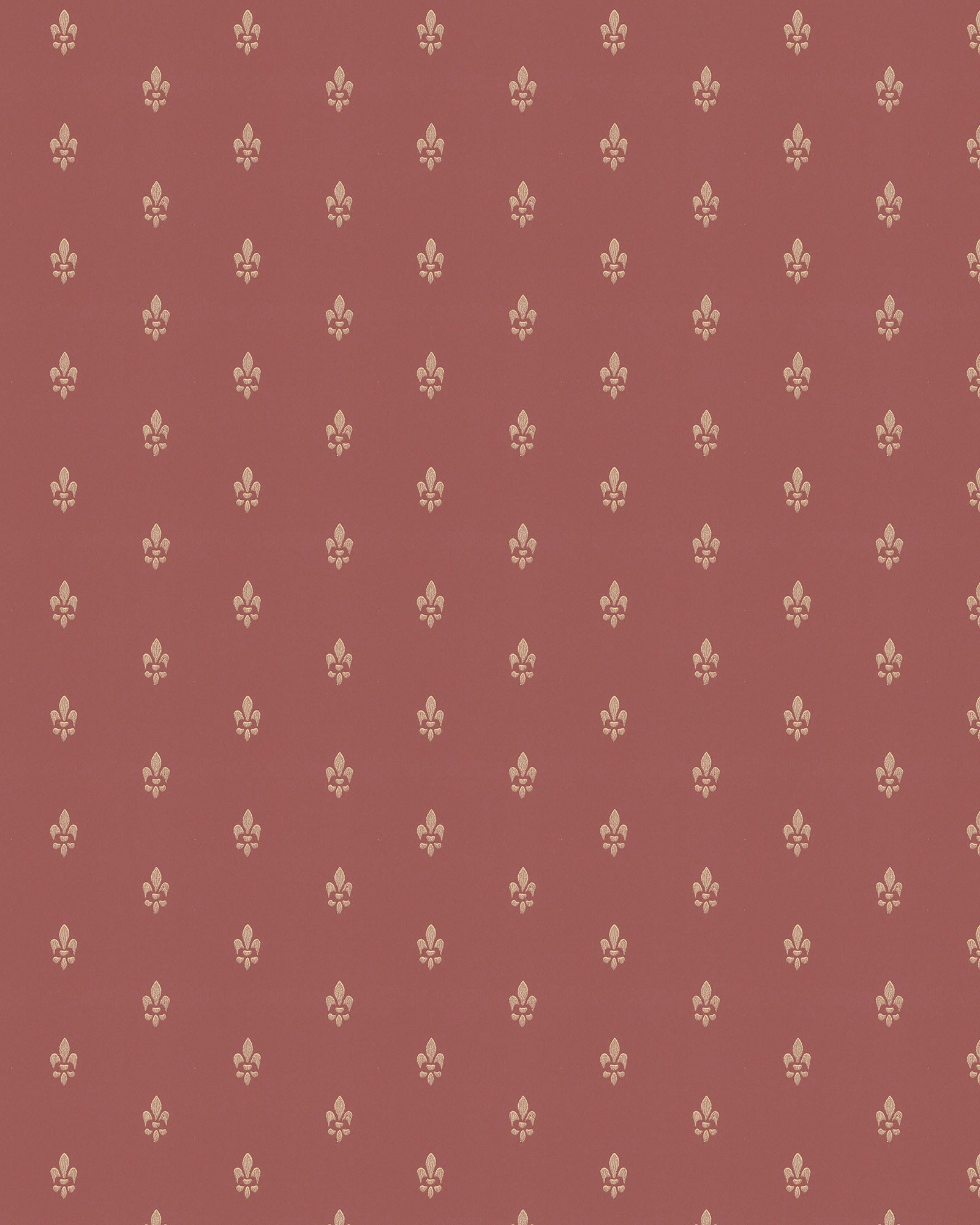Lim & Handtryck Tapete – Französische Lilien, Rot/Gold image