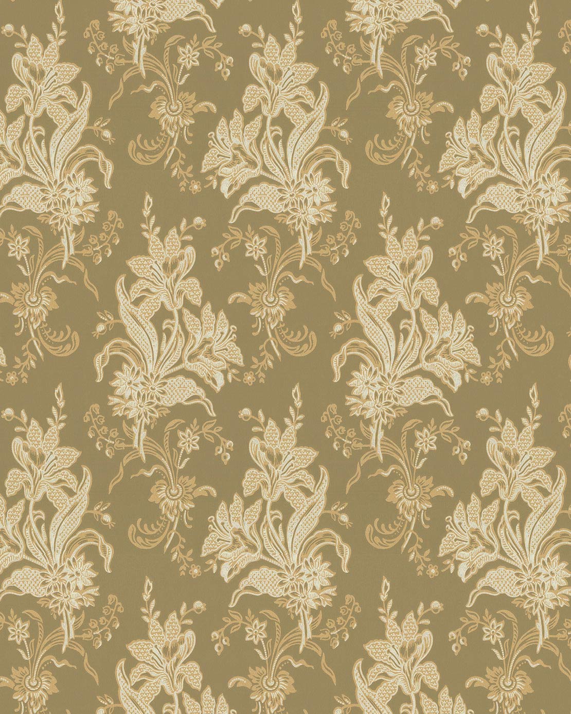 Wallpaper - Liljor olive/gold